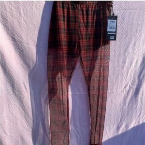 NWT Punk Rave Red Tartan Plaid Sheer Leggings Grunge